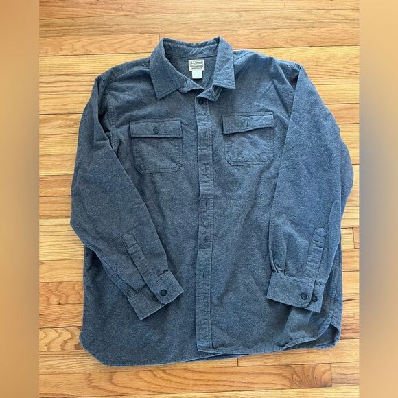 L.L. Bean Gray Button-Up Shirt 100%‎ cotton men’s XXL - Picture 1 of 3